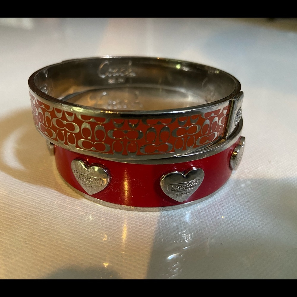 Red and coral coach bracelet set